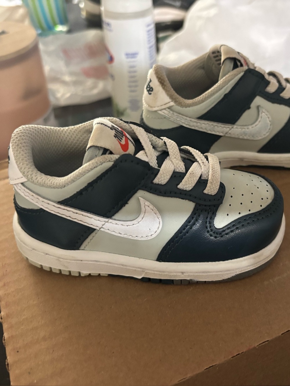 Nike Kids Dark Navy, White and Light Gray Low-Top Sneakers
